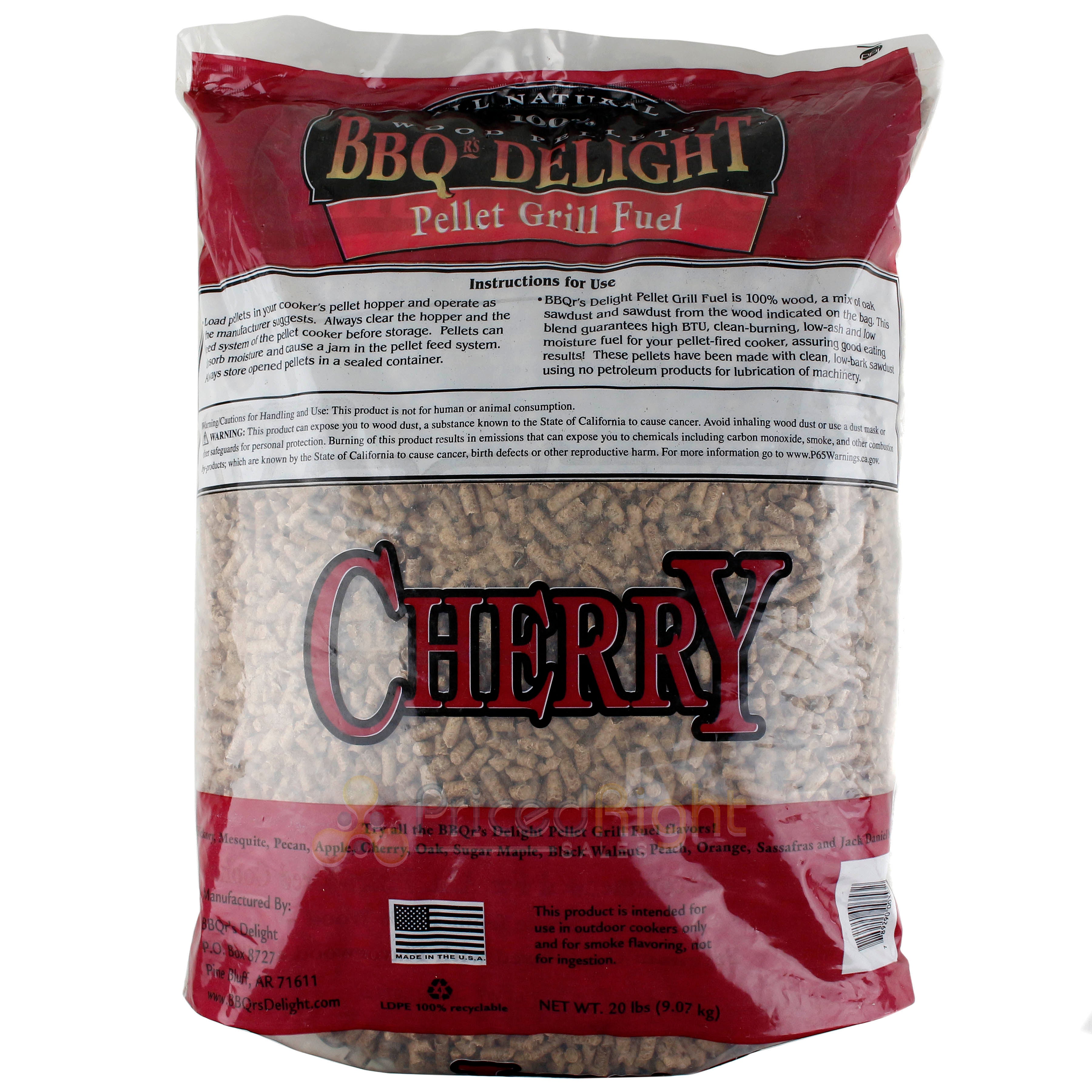 BBQrs Delight Cherry Pellet Blend 20lb Grilling Smoking Pellets 100% All Natural