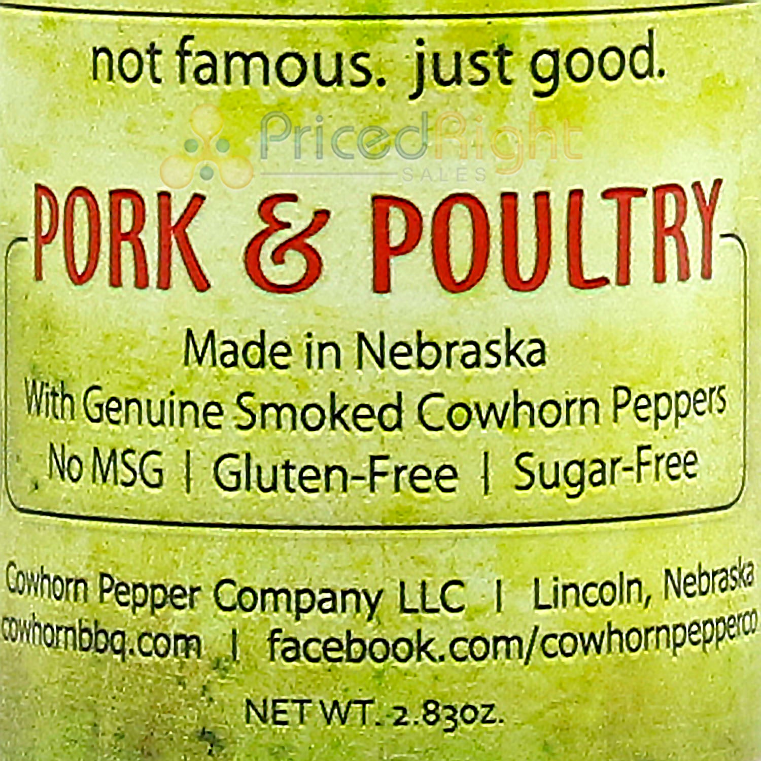 2.83 oz Pepper Company Pork & Poultry Seasoning Genuine Smoked Cowhorn Peppers