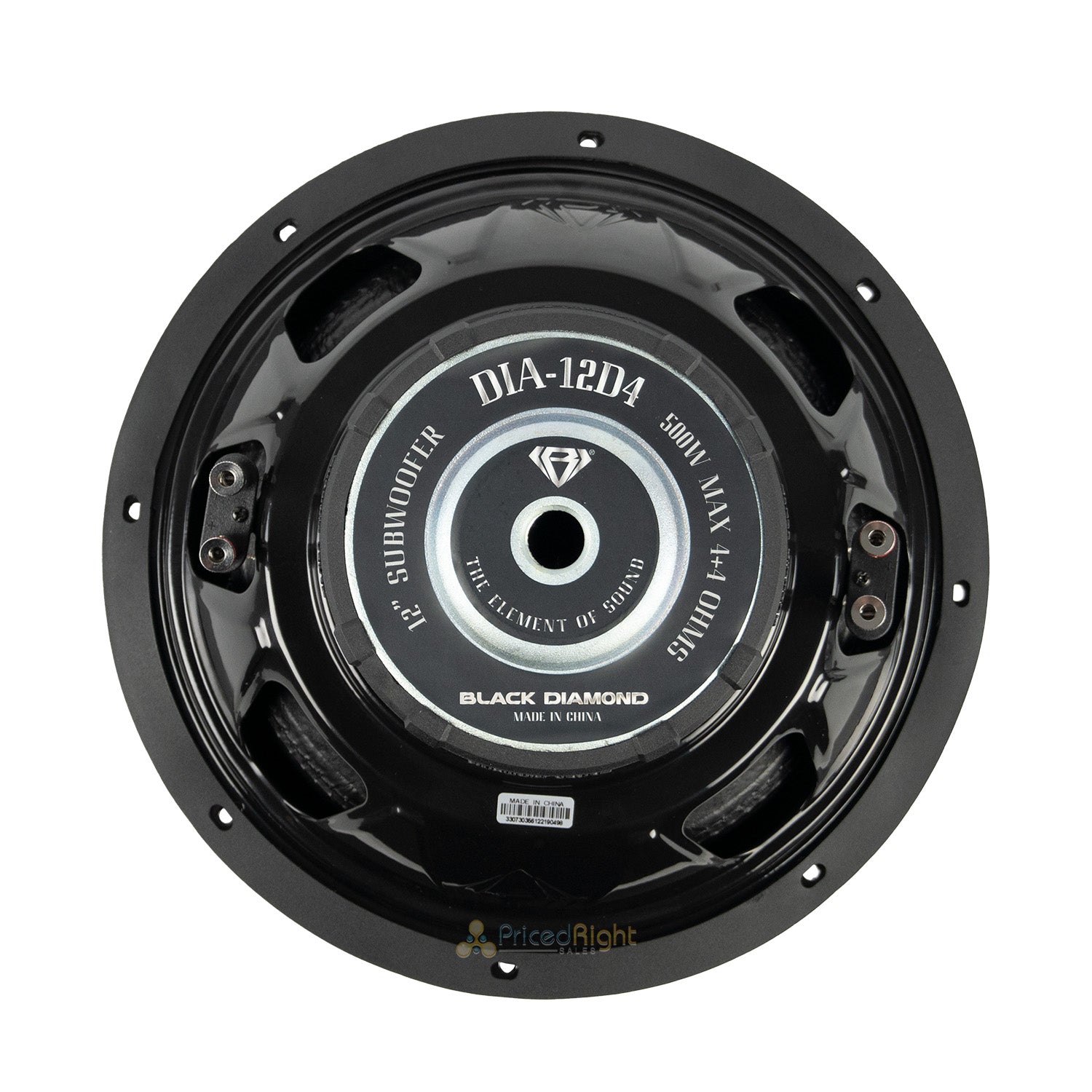 Black Diamond 12" Subwoofer Dual 4-Ohm DVC 500 Watt Max Power 250 RMS DIA-12D4