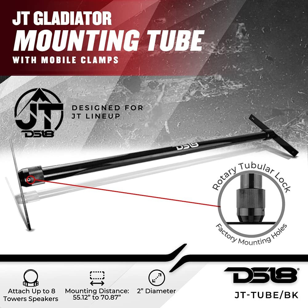 DS18 JT Mounting Tube with Mobile Clamps for Towers Pods and Cages JT-TUBE/BK