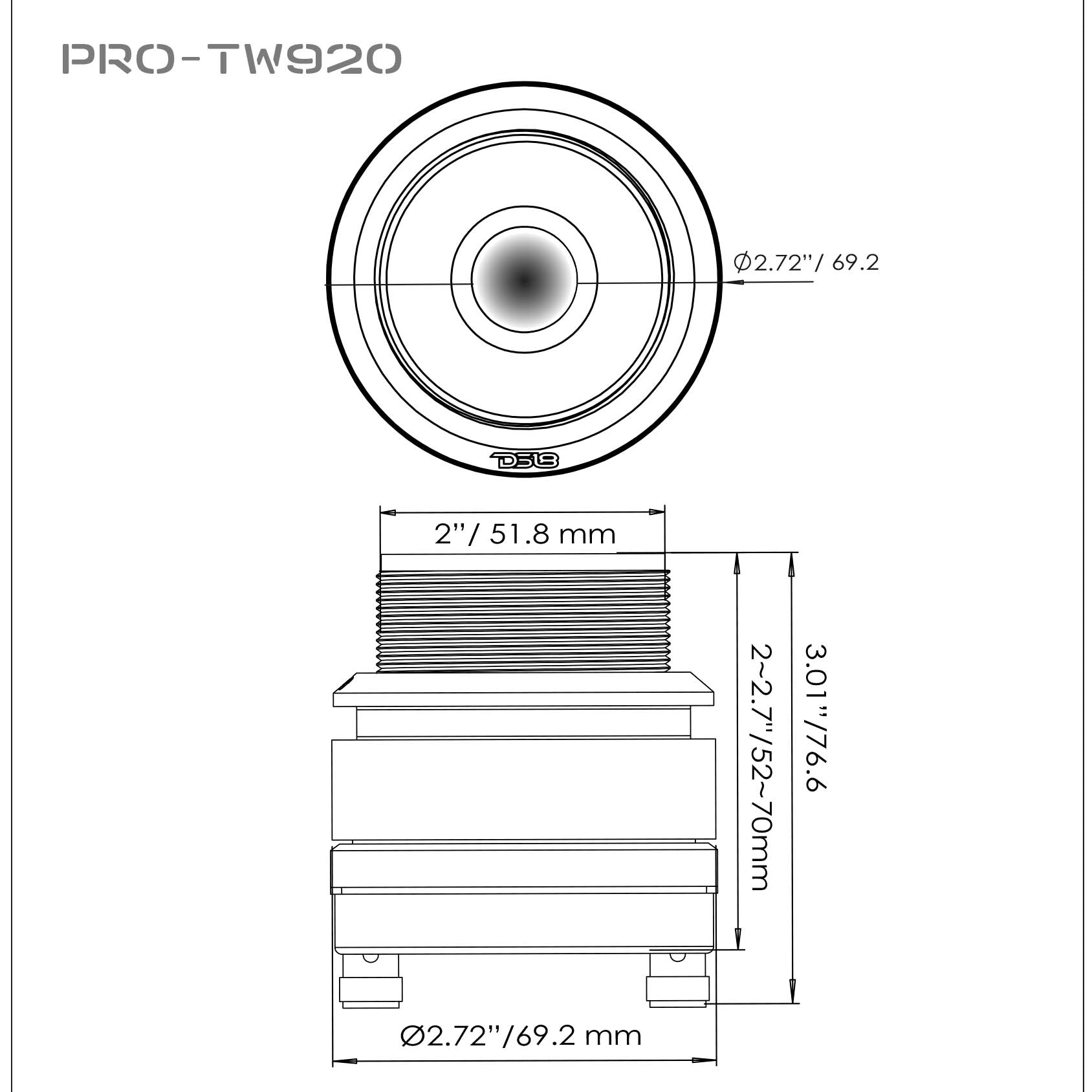 DS18 Super Bullet Tweeter Neodymium 320 Watts Max 4 Ohm 1.4" Voice Coil