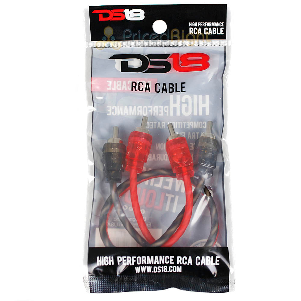 DS18 Ultra Flex 1 Ft RCA Cable 2 Ch Noise Rejection Competition Rated RCA1FT