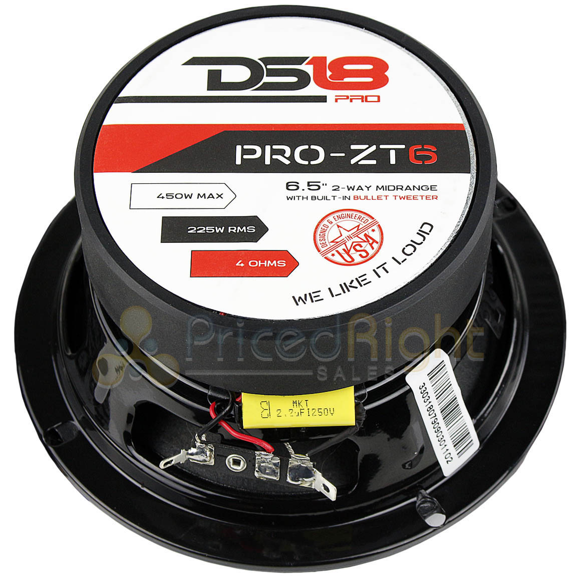 DS18 6.5" Midrange Speaker Built In Tweeter 450 Watts Max 4 ohm Pro-ZT6-2 Pack