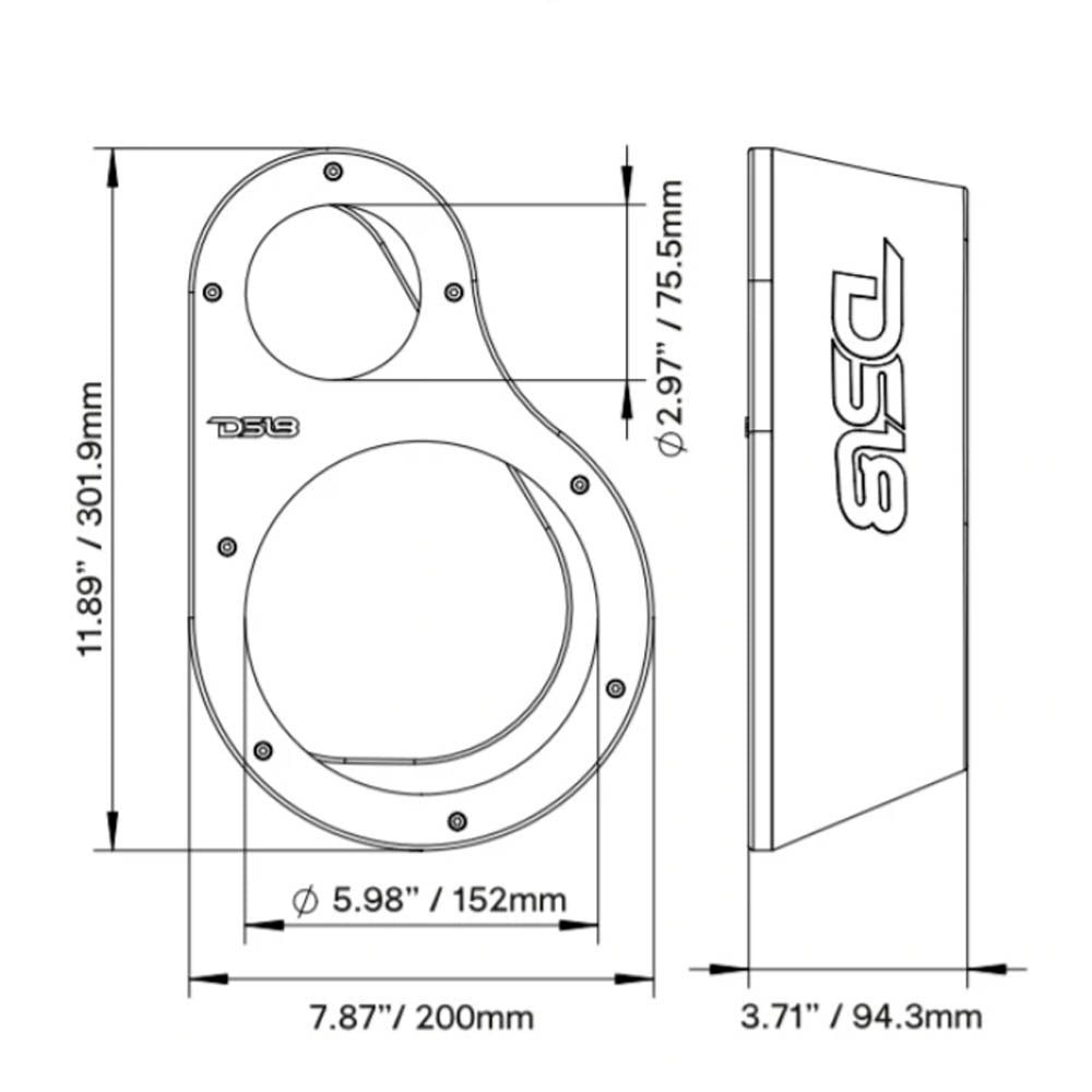 DS18 2 Way Universal Speaker Pod with 6.5" and 1" Tweeter Left and Right EN6P