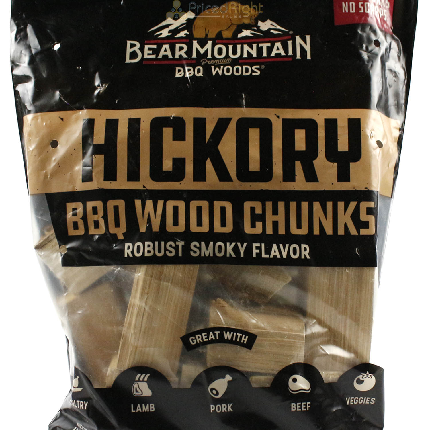 Bear Mountain BBQ Hickory 100% All Natural Hardwood Chunks Robust Smoky Flavor