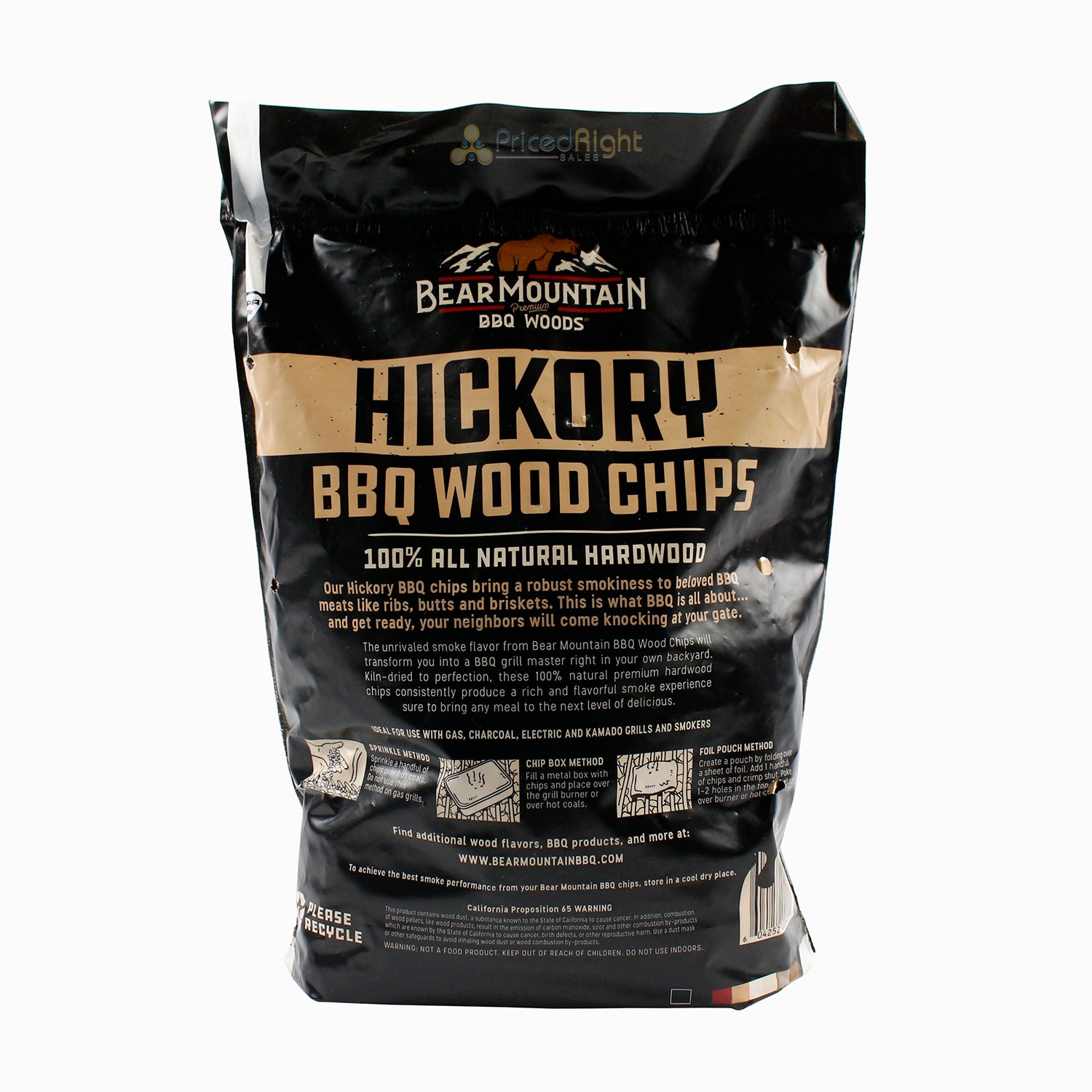 Bear Mountain BBQ Hickory Natural Hardwood Chips Robust Smoky Flavor for Meats