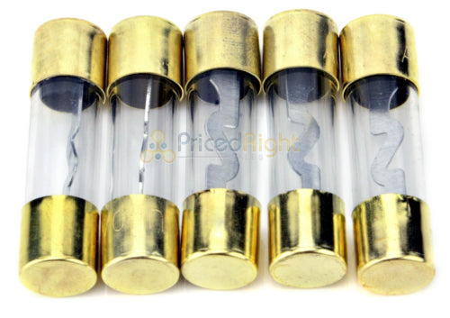 High Quality Gold In-line 4 or 8 Gauge AGU Fuse Holder + 5 Pack 30 AMP AGU Fuses