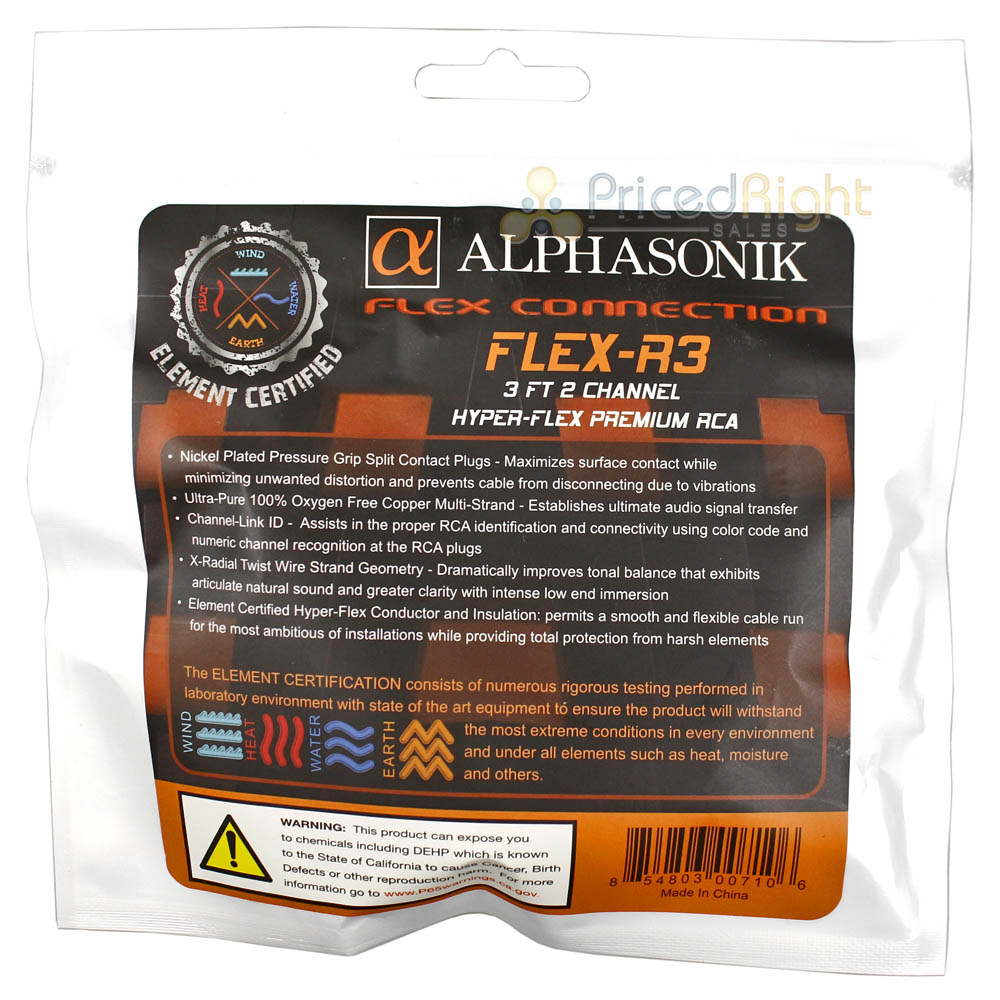 Alphasonik 3 Ft RCA Cable 2 Channel Hyper Flex Interconnect Audio Wire FLEX-R3