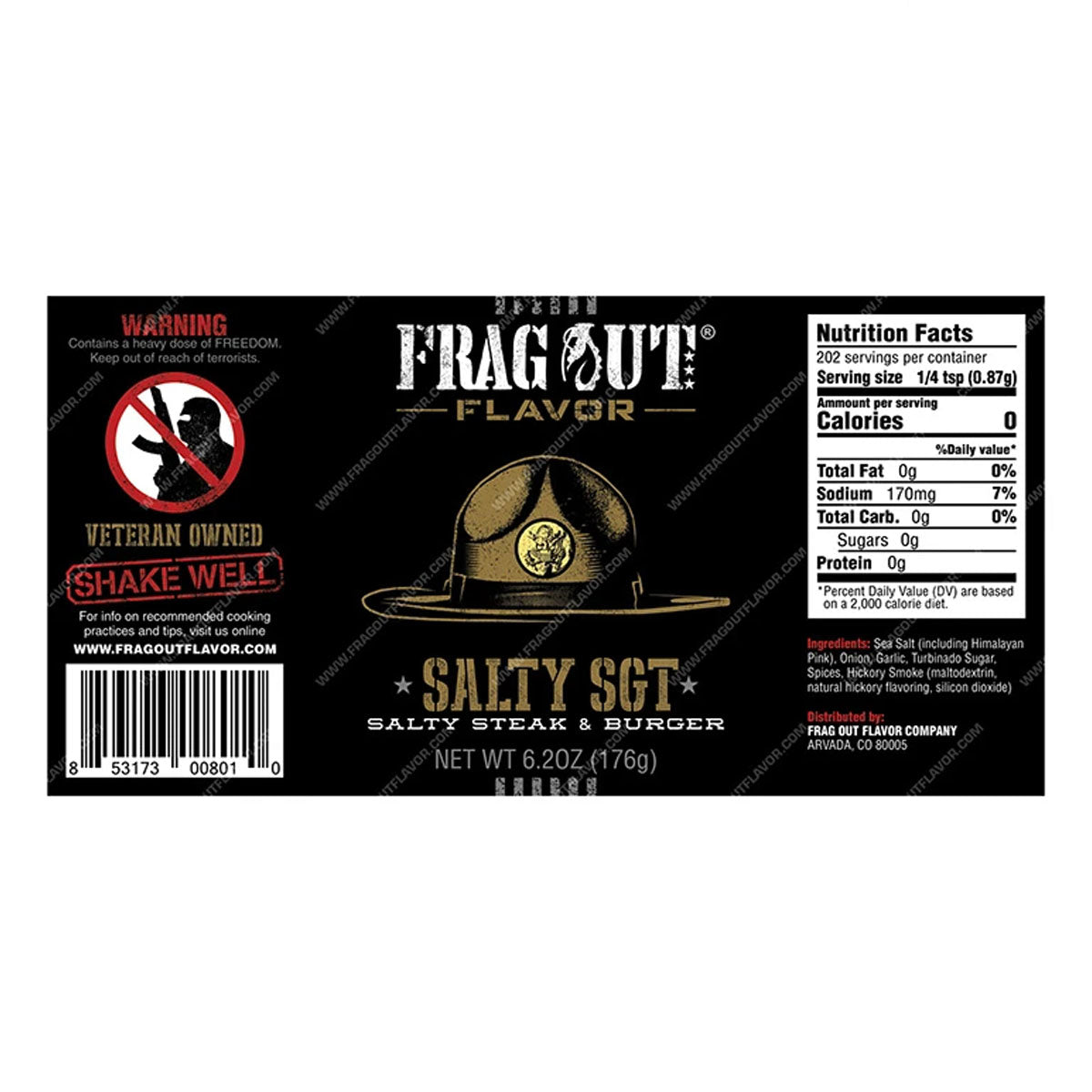 Frag Out Flavor Salty SGT Salty Steak and Burger Seasoning and Rub 6.2 Oz Bottle