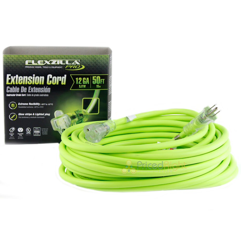 50 ft Flexzilla Pro Electric Extension Power Cord Cable Indoor Outdoor 12 gauge