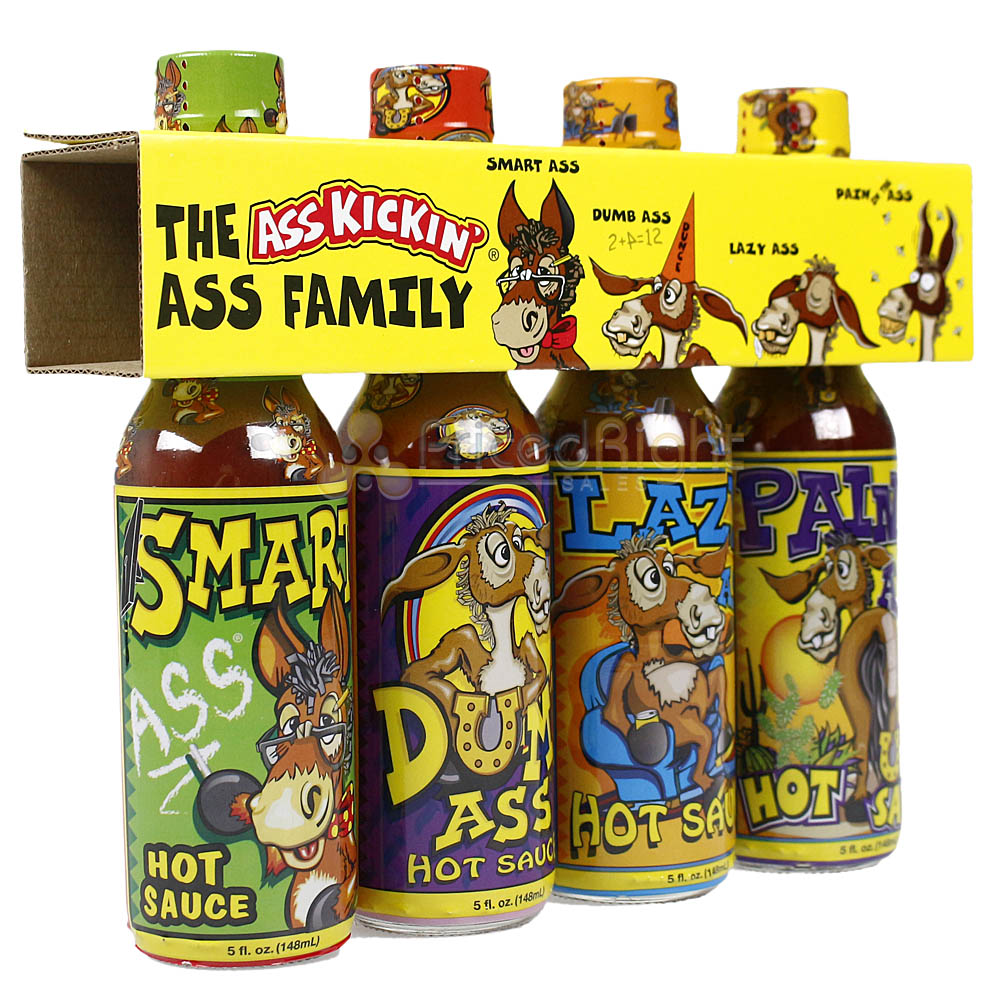 Ass Kickin' Family Gift Set 4 Flavors of 5 Oz Bottles Habanero Blends GS602