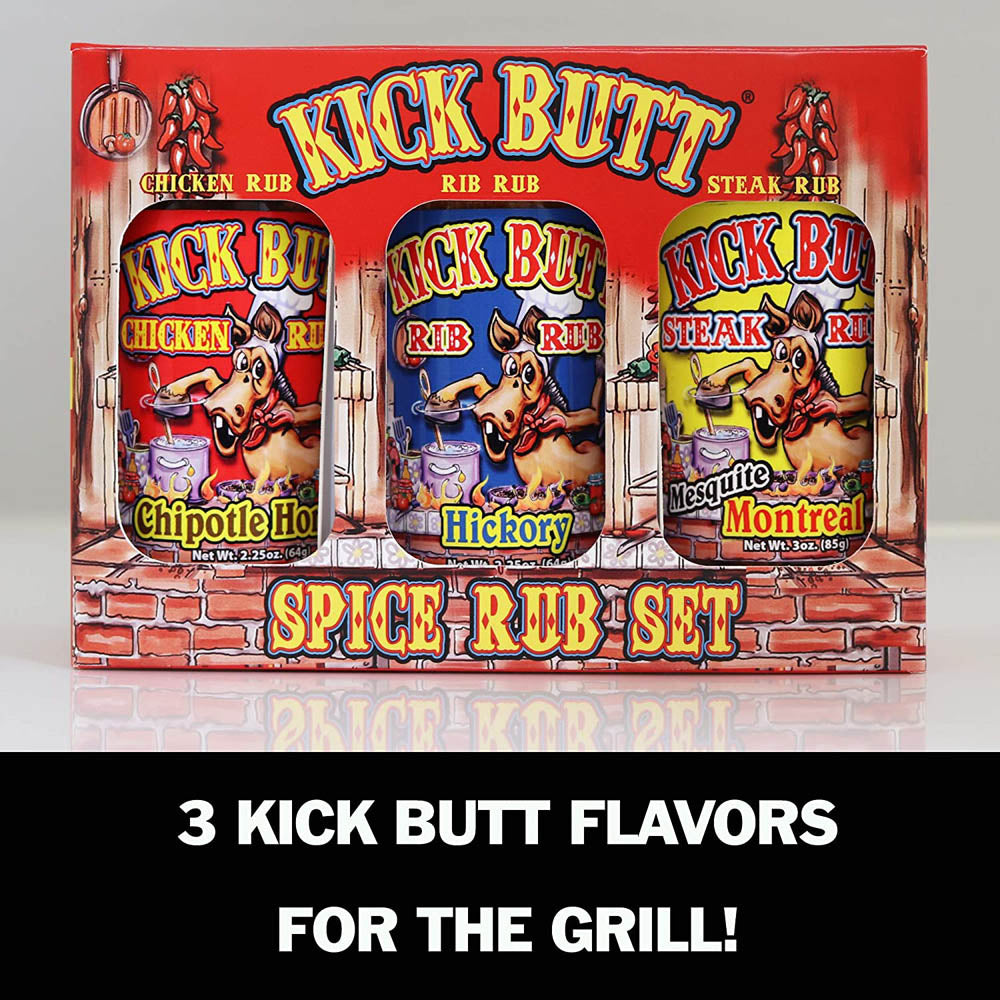 Kick Butt Spice Rub Set Chipotle Honey Hickory Montreal Steak Rubs Blends GS650