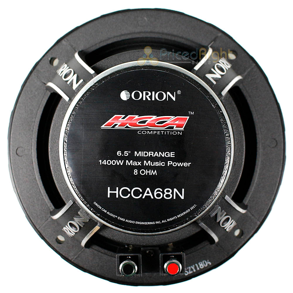 Orion 6.5" Midrange Loud Speakers 1400 Watts Max 8 Ohm Competition HCCA68N Pair