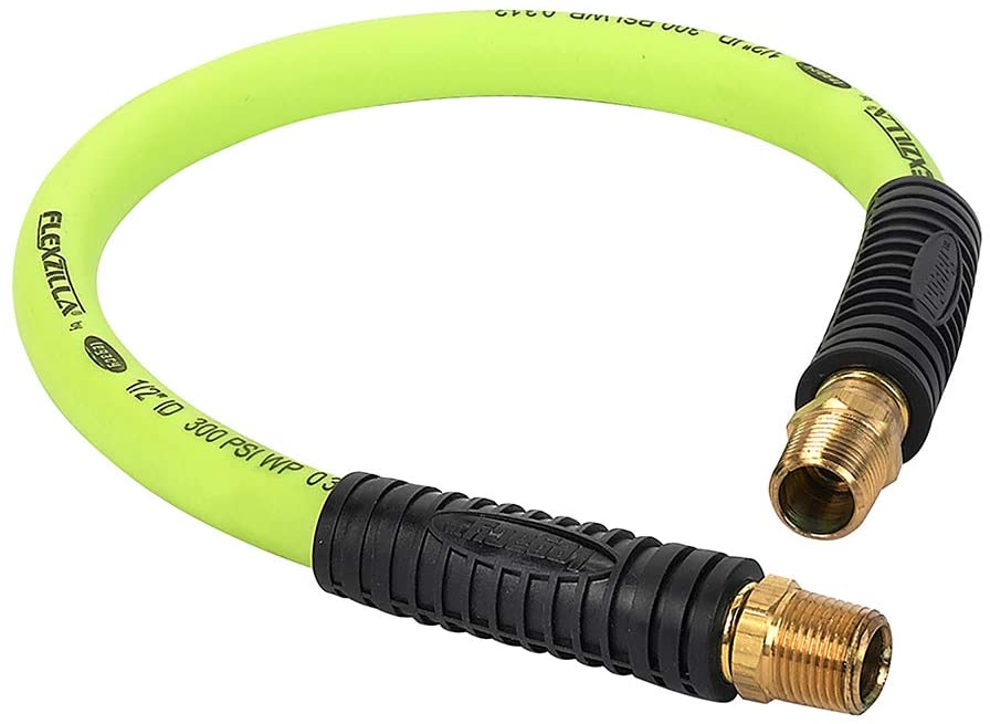 Flexzilla 1/2 x 2' Air Hose Whip 3/8" MNPT Swivel End Hybrid Polymer HFZ1202YW3S