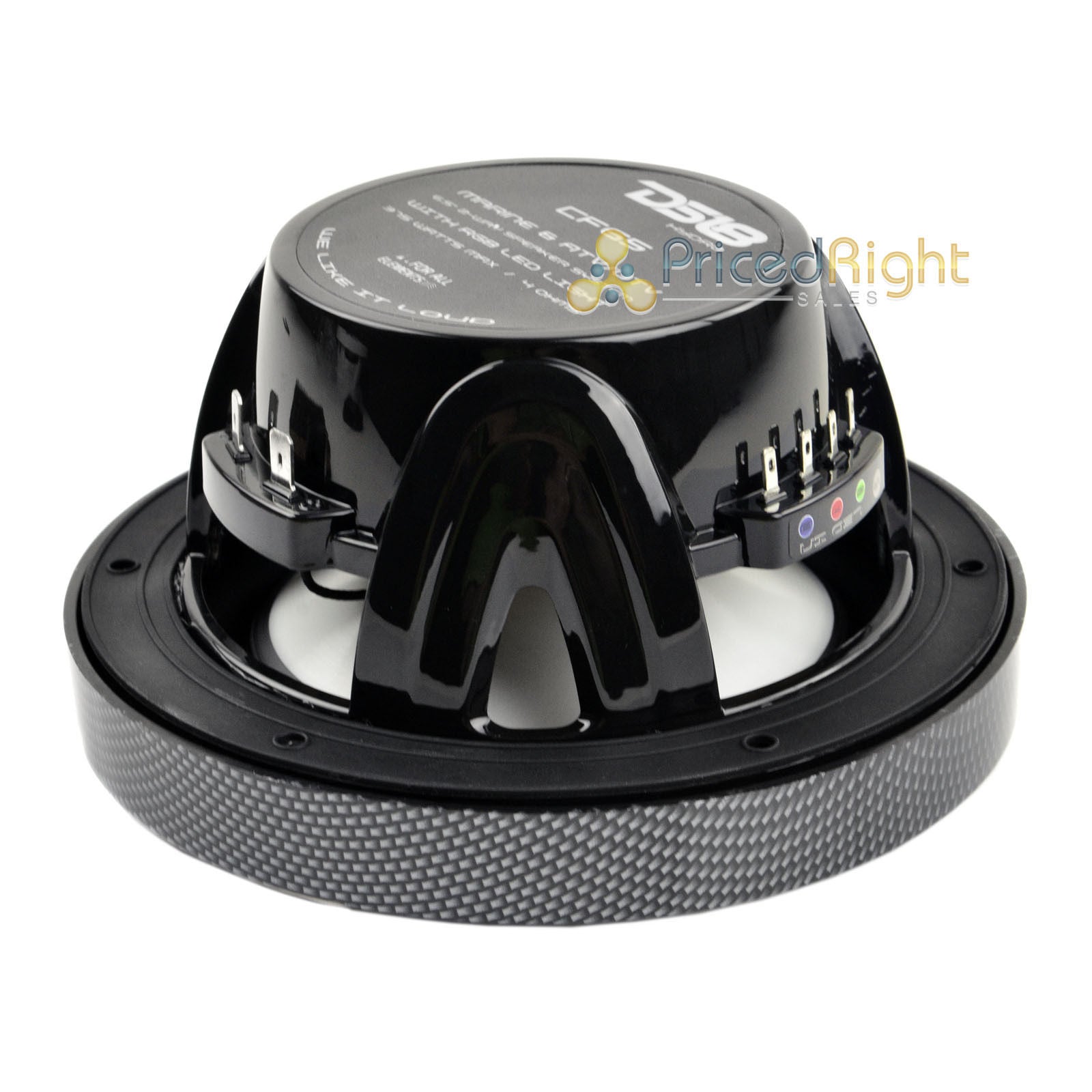 4 Pack DS18 6.5" 2 Way Marine Speakers RGB LED Lights 375 Watts Each ATV UTV