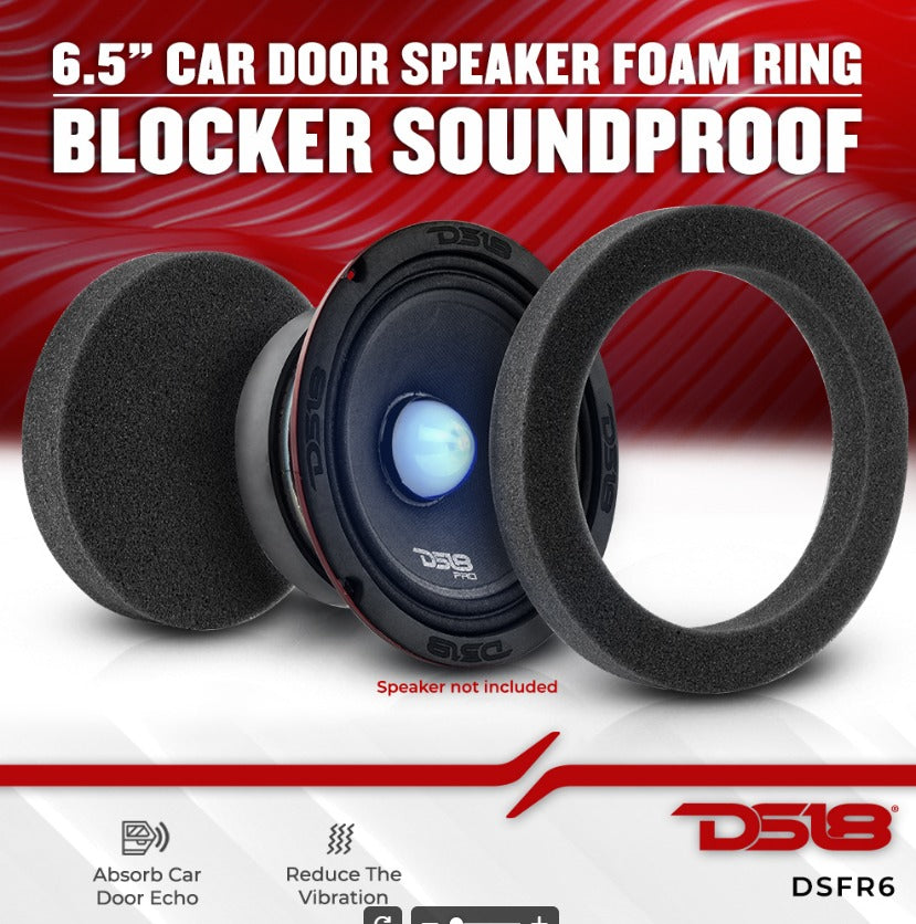 6.5" Car Door Speaker Foam Rings Blocker Soundproof Pair Car Audio DS18 DSFR6