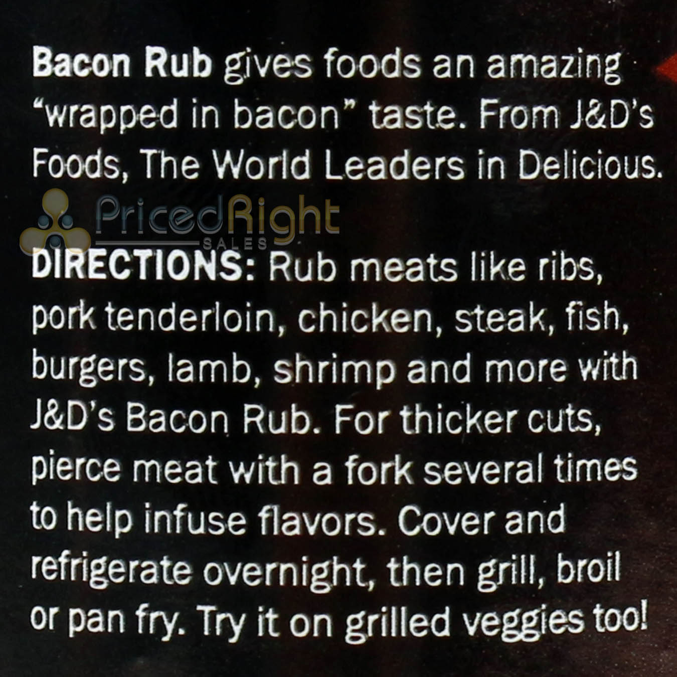 J&D's Bacon Rub Seasoning 3.75oz All Natural Bacon Flavored Seasoning Spice