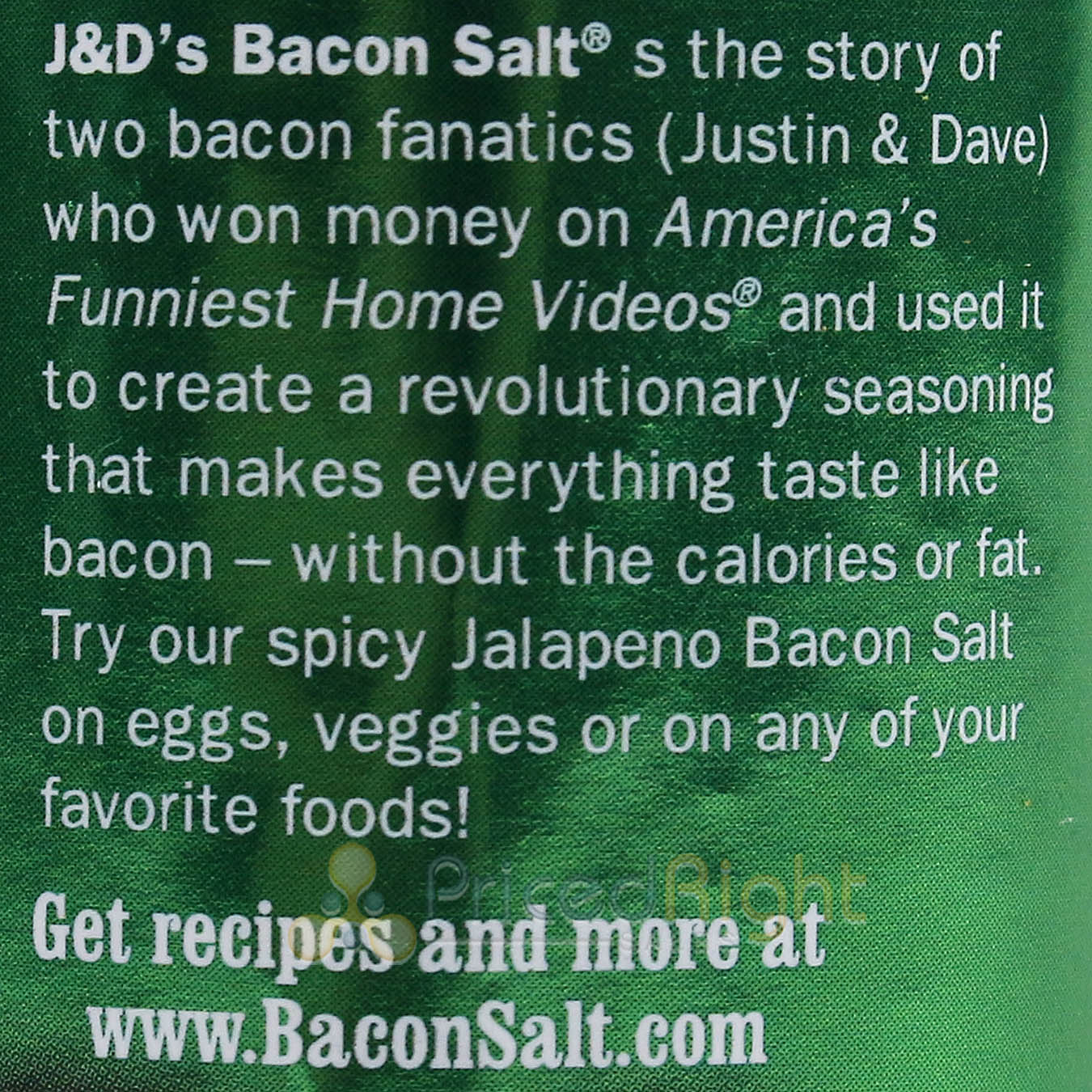 J&D's Applewood & Jalapeno Bacon Salt 2.5oz All Natural Bacon Flavored Seasoning