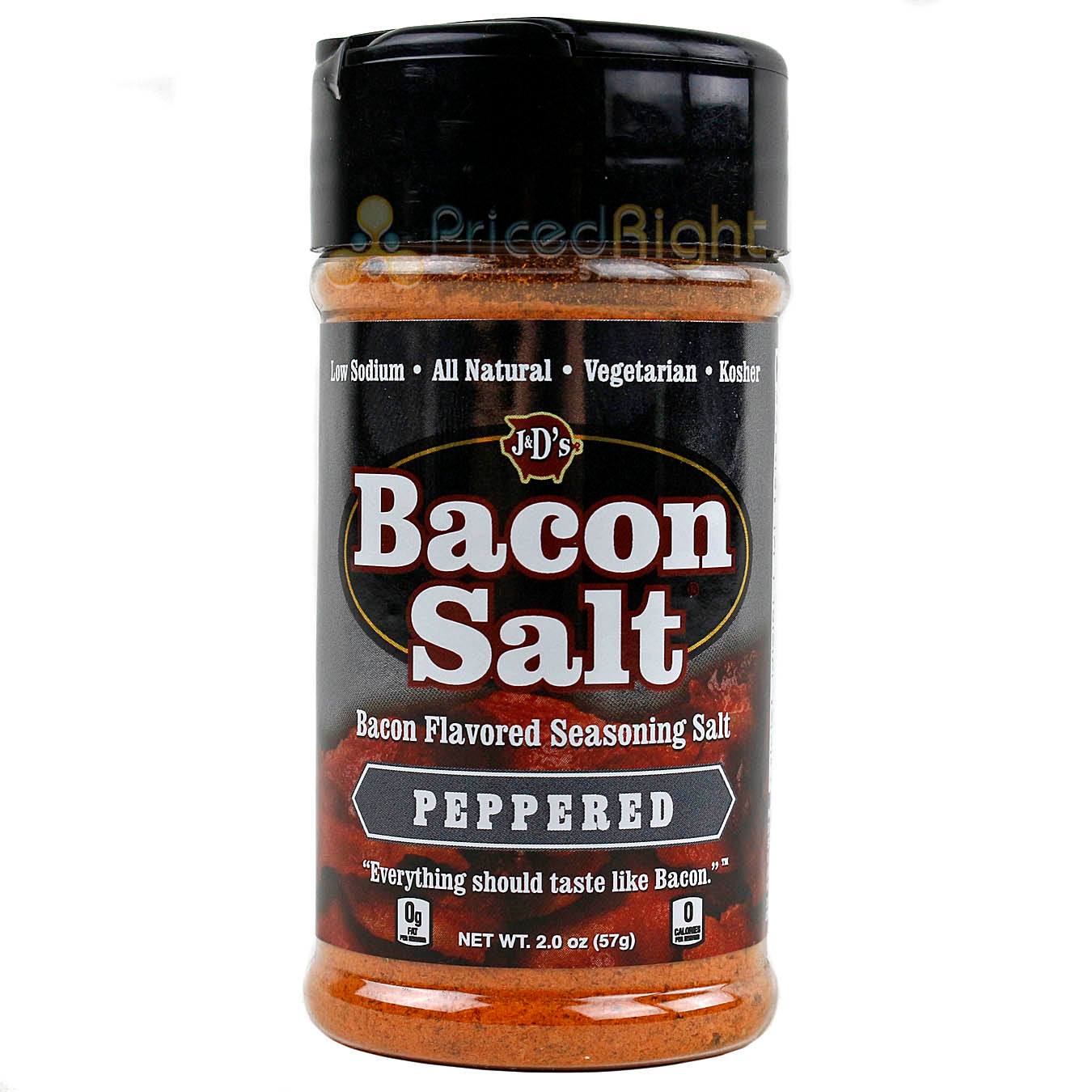 J&D Bacon Salt Sample Pack Original Cheddar Peppered Hickory Jalapeno Flavors