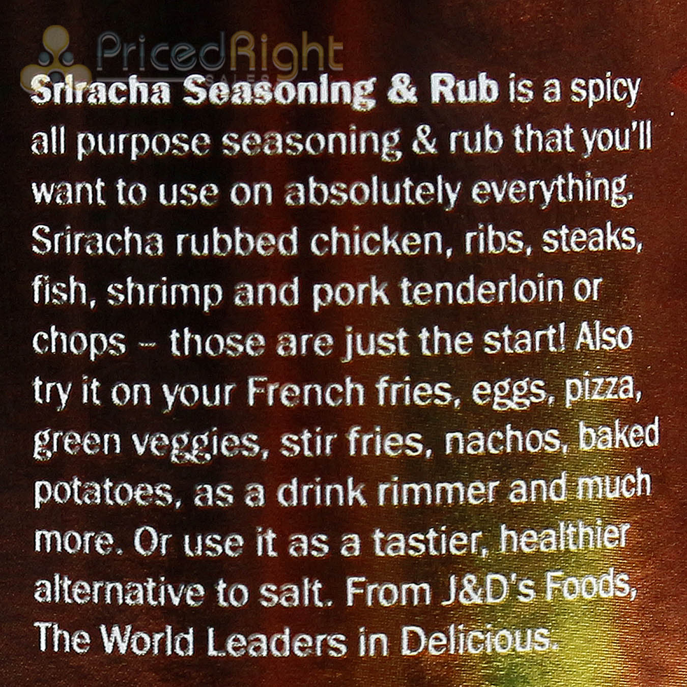 J&D's Sriracha Seasoning & Rub 4.25oz All Natural Thai Hot Chili Seasoning Spice