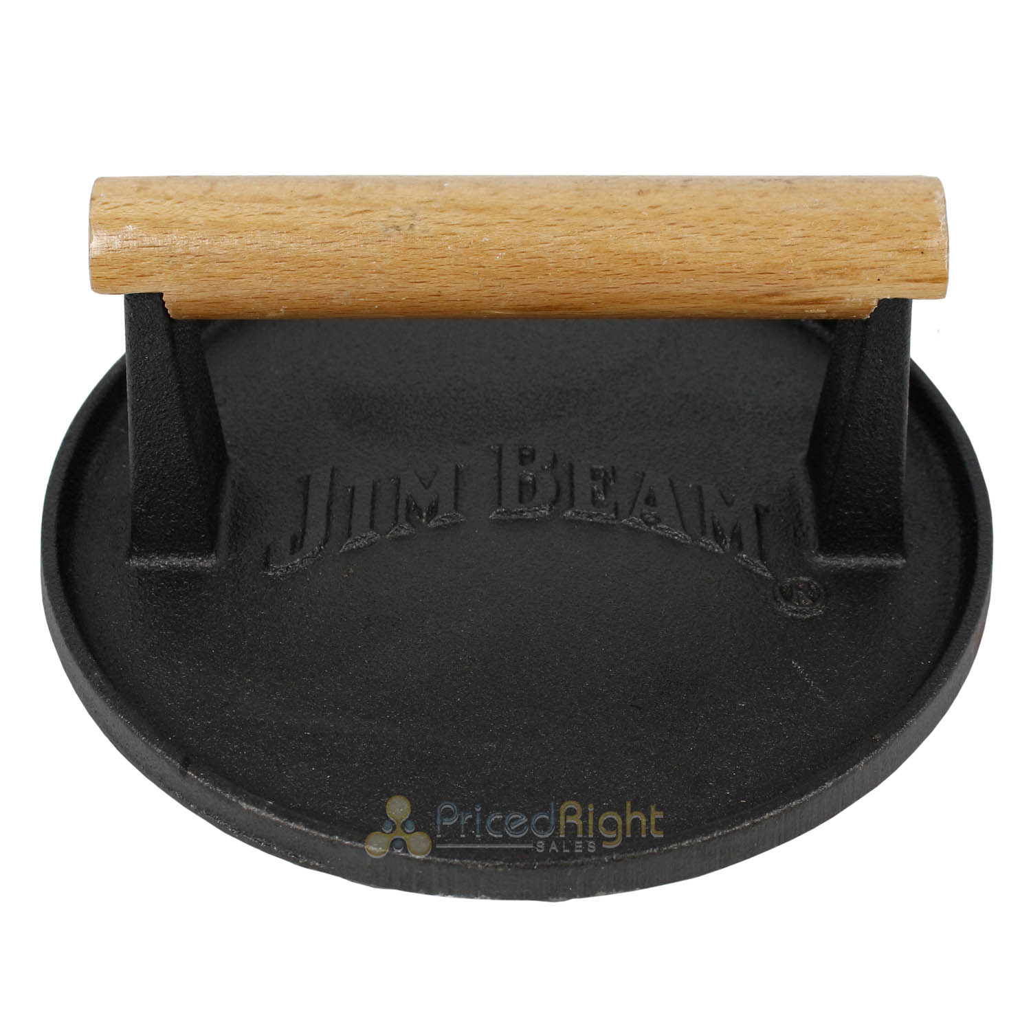 Jim Beam Cast Iron 7" Burger Press Heavy Duty Design Seasoned Non Stick JB0158