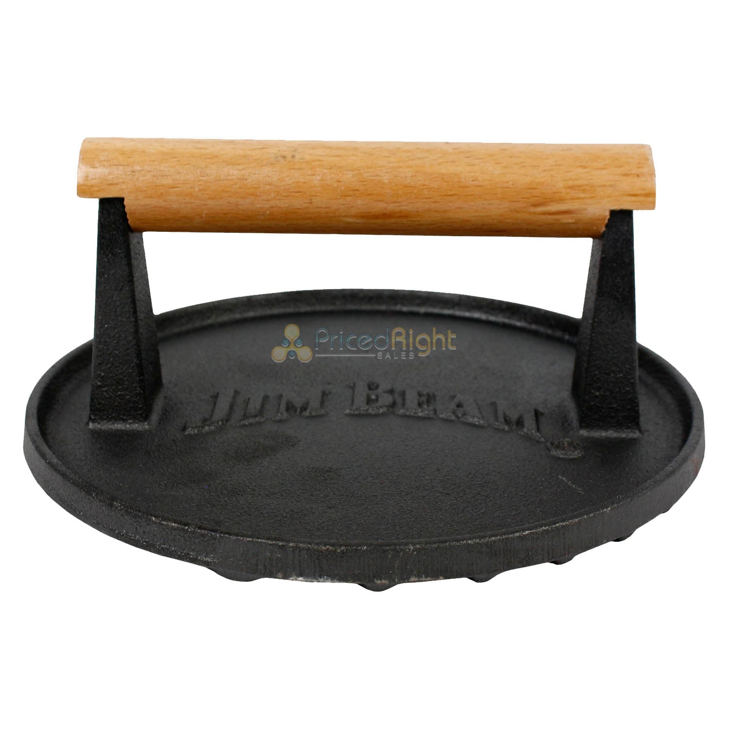 Jim Beam Cast Iron 7" Burger Press Heavy Duty Design Seasoned Non Stick JB0158