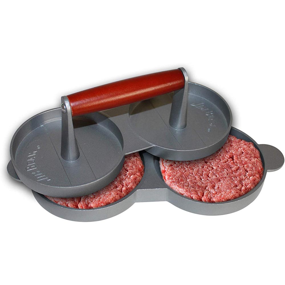 Jim Beam Non Stick Heavy Duty Aluminum Double Burger Grilling Patty Press JB0169