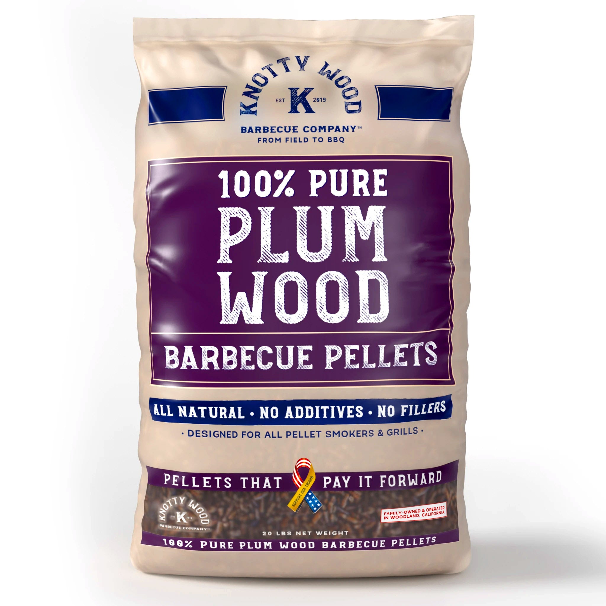 40lbs Knotty Wood Plum Wood Cooking Pellets BBQ Smoker Sweet Smoke 20# Bags