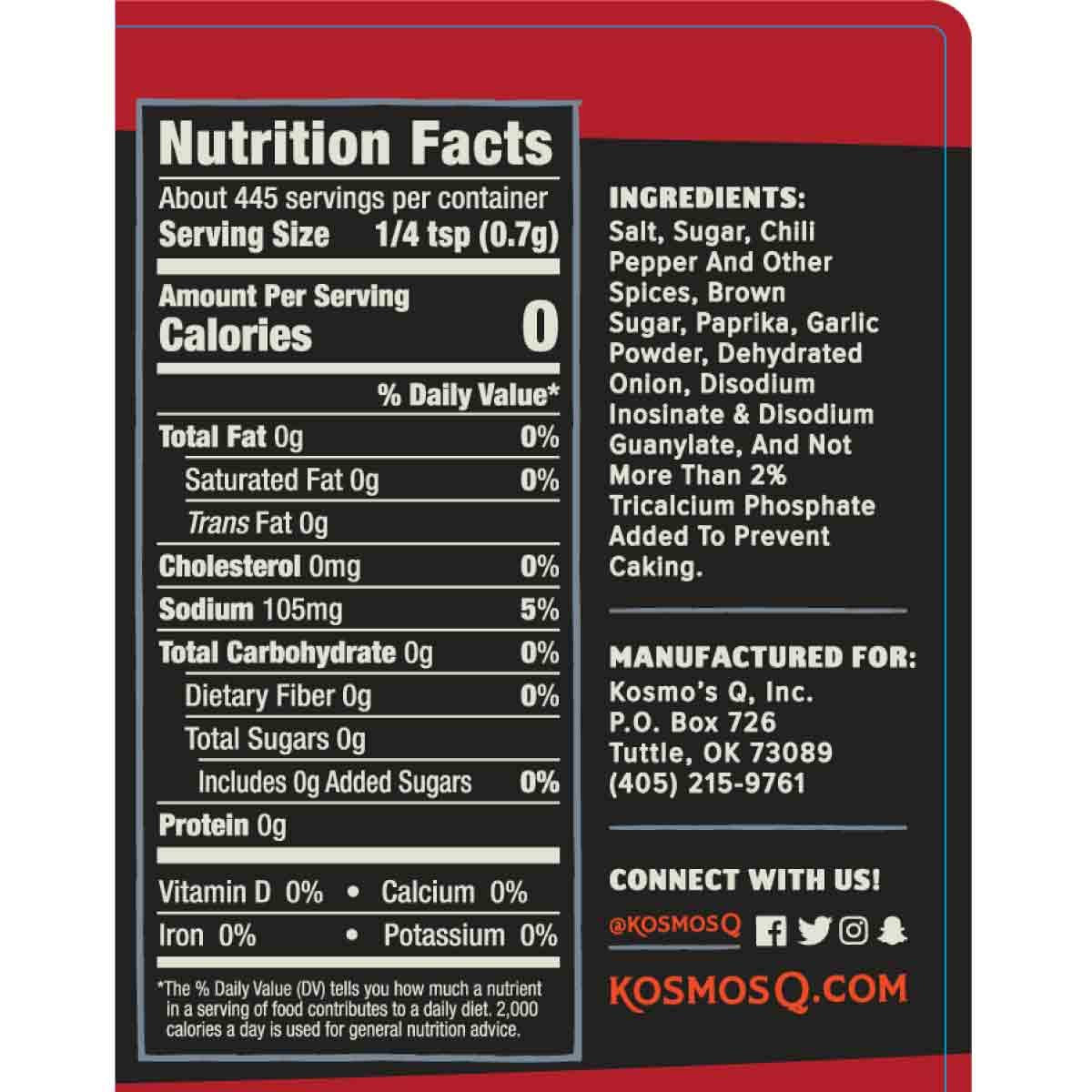 Kosmos Q Hot Dirty Bird Seasoning Rub 11 Oz Shaker Bottle KOS-BIRDHT