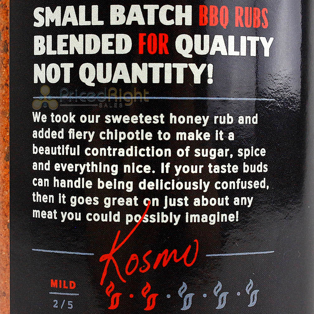 Kosmos Q 12.6 oz Honey Chipotle Killer Bee Competition Rated BBQ Meat Dry Rub