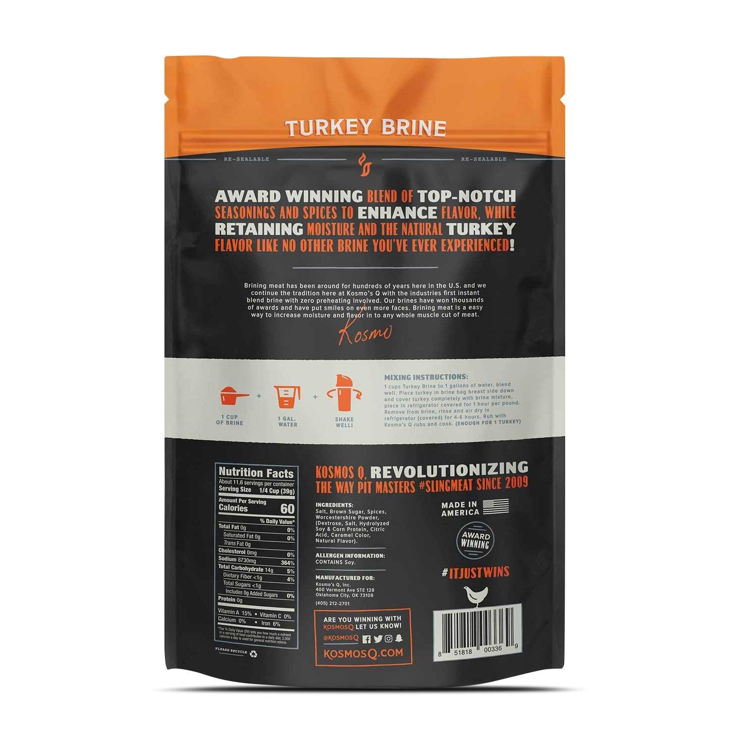 Kosmos Q Soak and Brine Turkey Brine Mix 16 Oz Bag KOS-TURKY