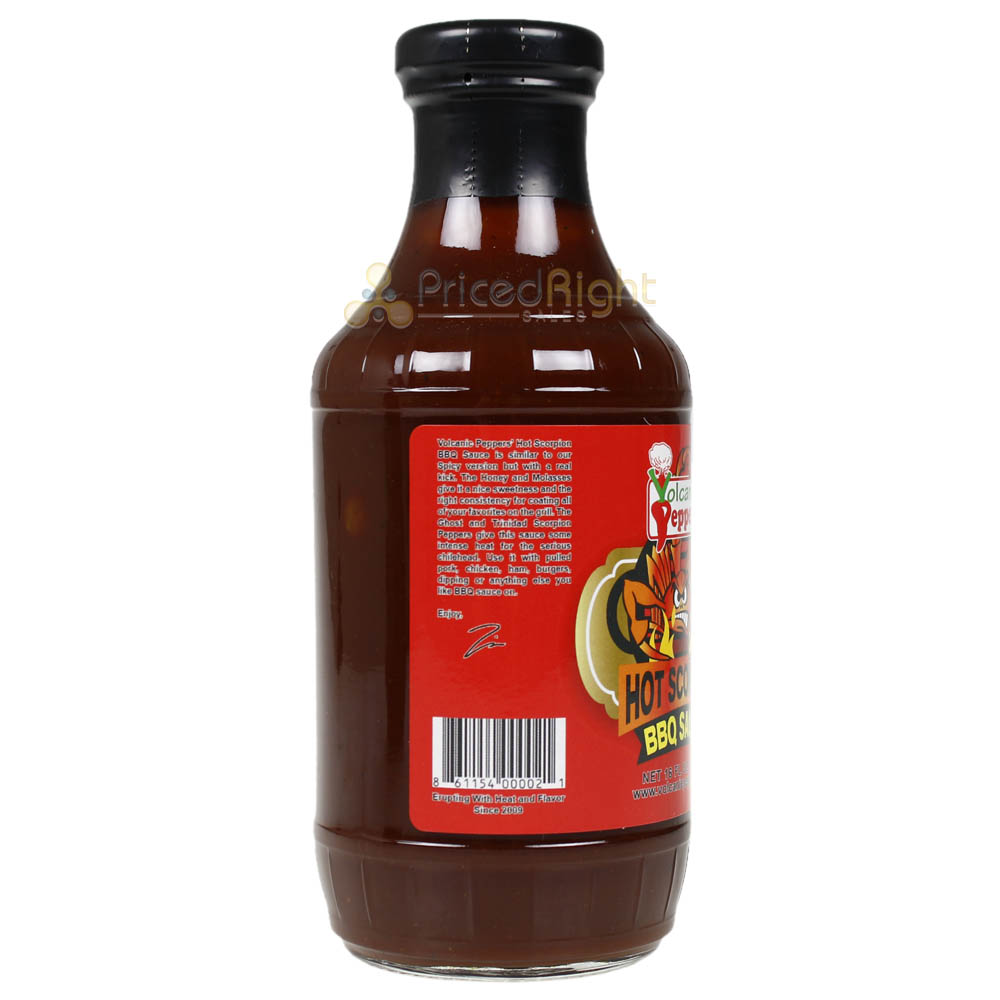 Volcanic Peppers Hot Scorpion BBQ Sauce 16 Oz Bottle Ghost and Scorpion LAVAHSB