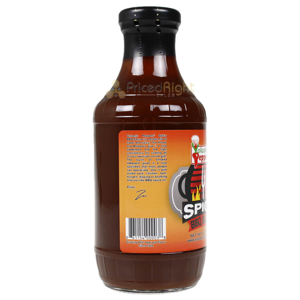 Volcanic Peppers Spicy BBQ Sauce 16 Oz Bottle Sweet Smokey Spicy LAVASBB