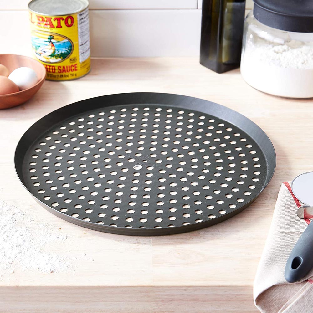 Lloyd Pans 10" Round Perforated Pizza Cutter Pan Non Stick Heavy Duty Aluminum