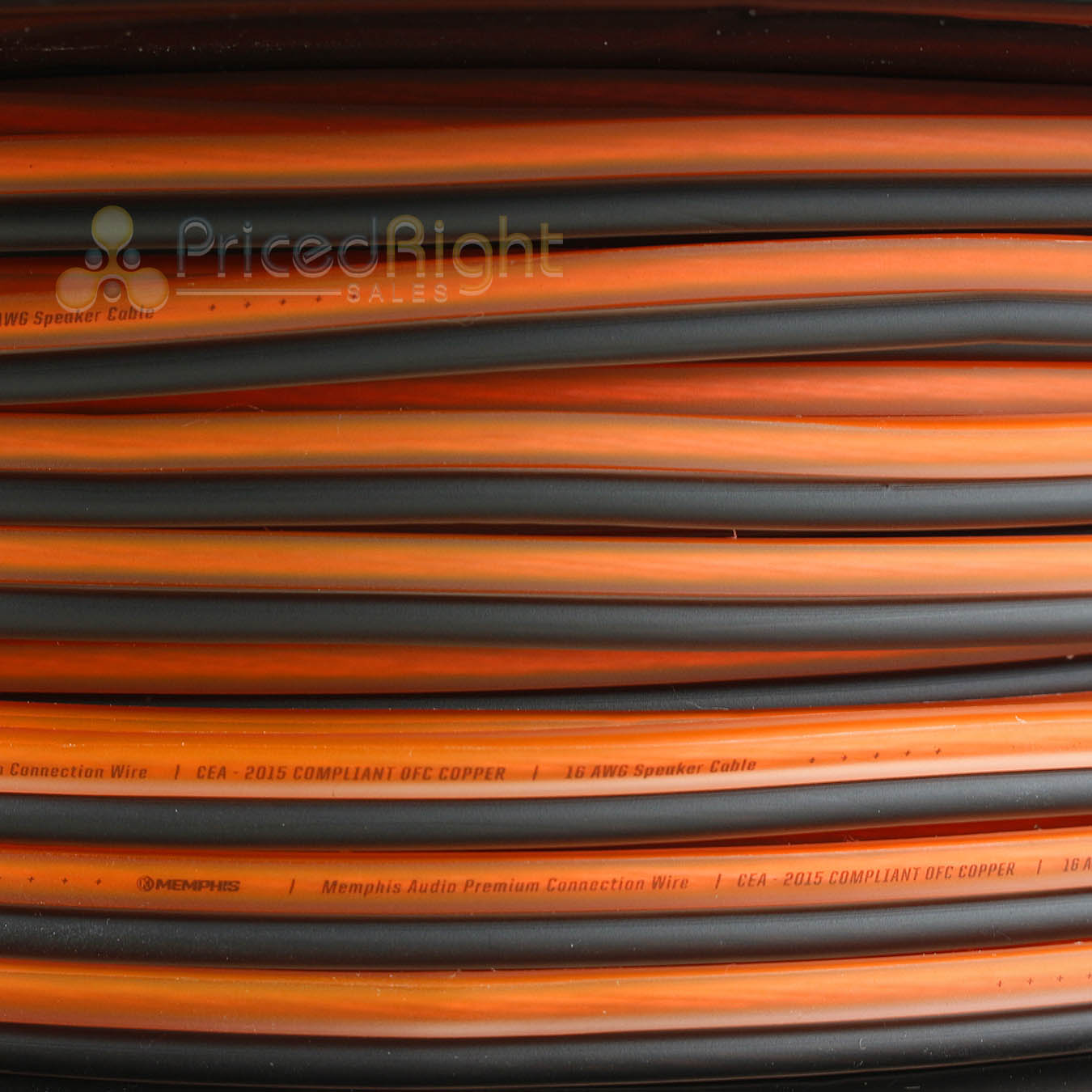 25Ft True 16 Gauge AWG 100% OFC Copper Speaker Wire Orange Black Memphis Audio