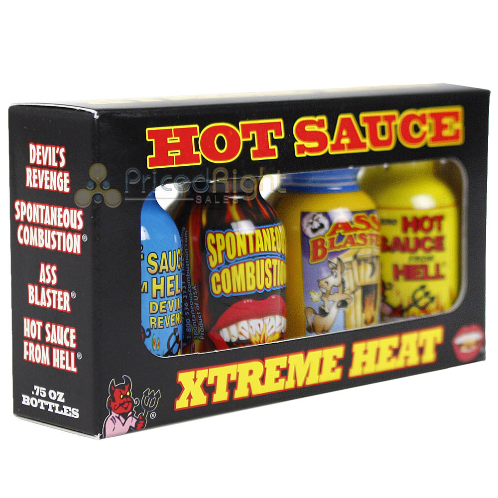 Hot Sauce Xtreme Heat Sauces Travel Pack 4 Bottles of .75 Oz Gift Set MBX4PK