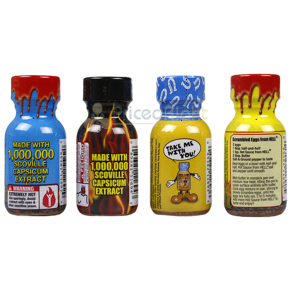 Hot Sauce Xtreme Heat Sauces Travel Pack 4 Bottles of .75 Oz Gift Set MBX4PK