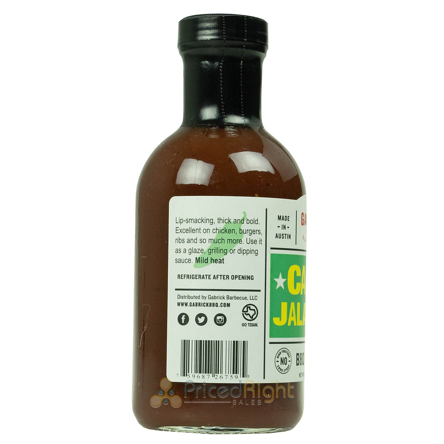 Gabrick Candy Jalapeno Barbeque Sauce Sweet Flavor Made With Real Jalapenos 20oz