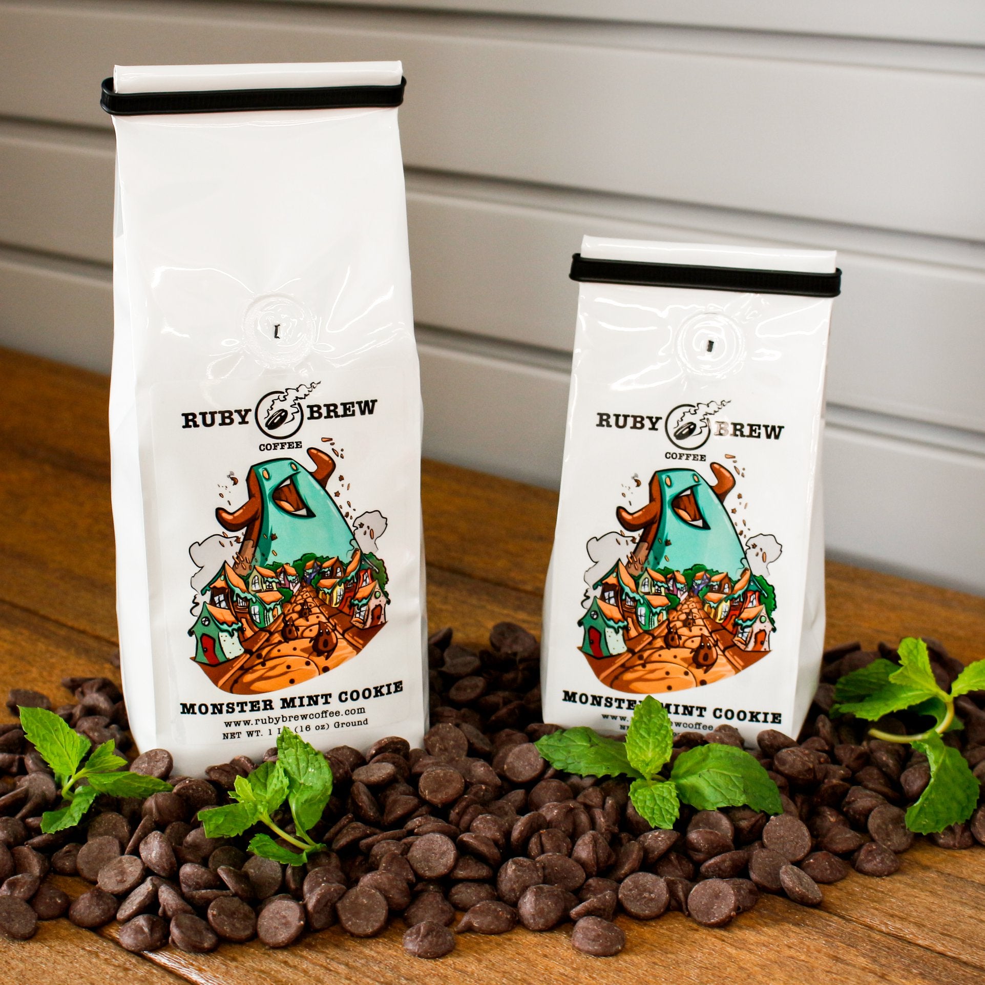 Monster Mint Cookie Coffee Blend 16 Oz Ground Medium Roast Ruby Brew