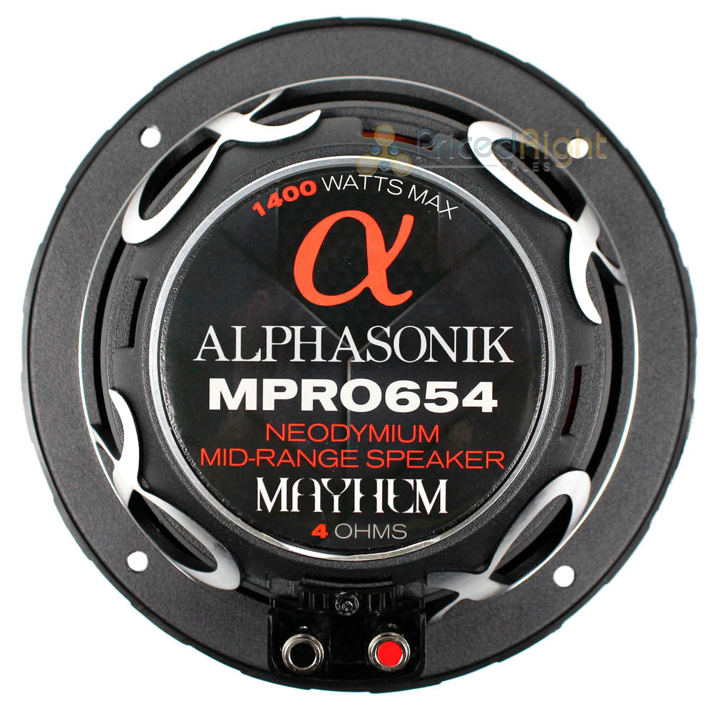 Alphasonik 6.5" Midrange Speakers 4 Ohm Neodymium Mayhem Series MPRO654 Pair