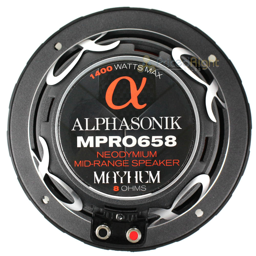 Alphasonik 6.5" Midrange Speakers 8 Ohm Neodymium Mayhem Series MPRO658 Pair