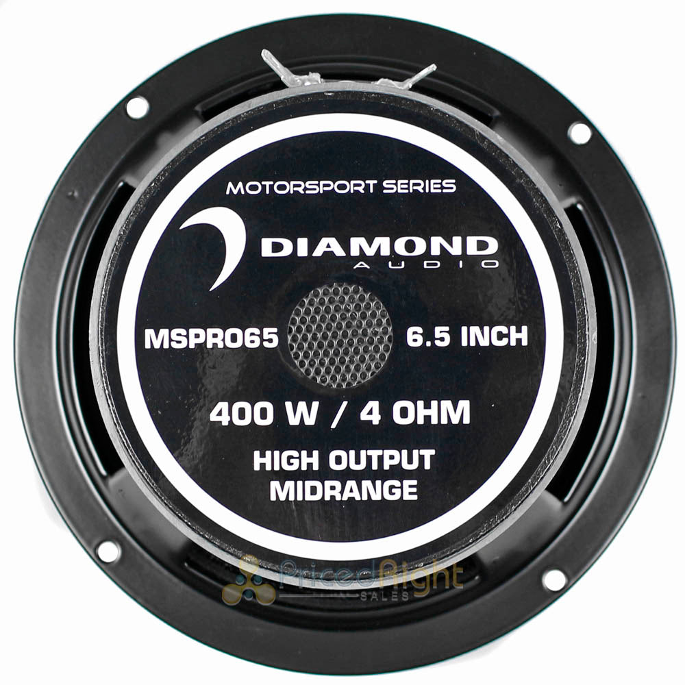 Diamond Audio 6.5" Mid Range Speakers 400 Watts Max 4 Ohm Car Audio MSPRO65 Pair