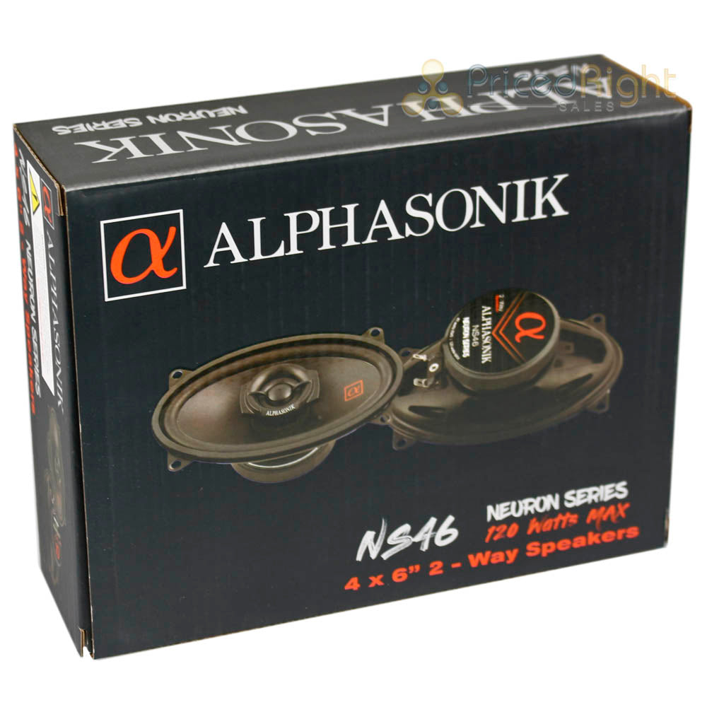 Alphasonik 4x6" 2 Way Full Range Speakers 120W Max 3 Ohm Neuron Series NS46 Pair