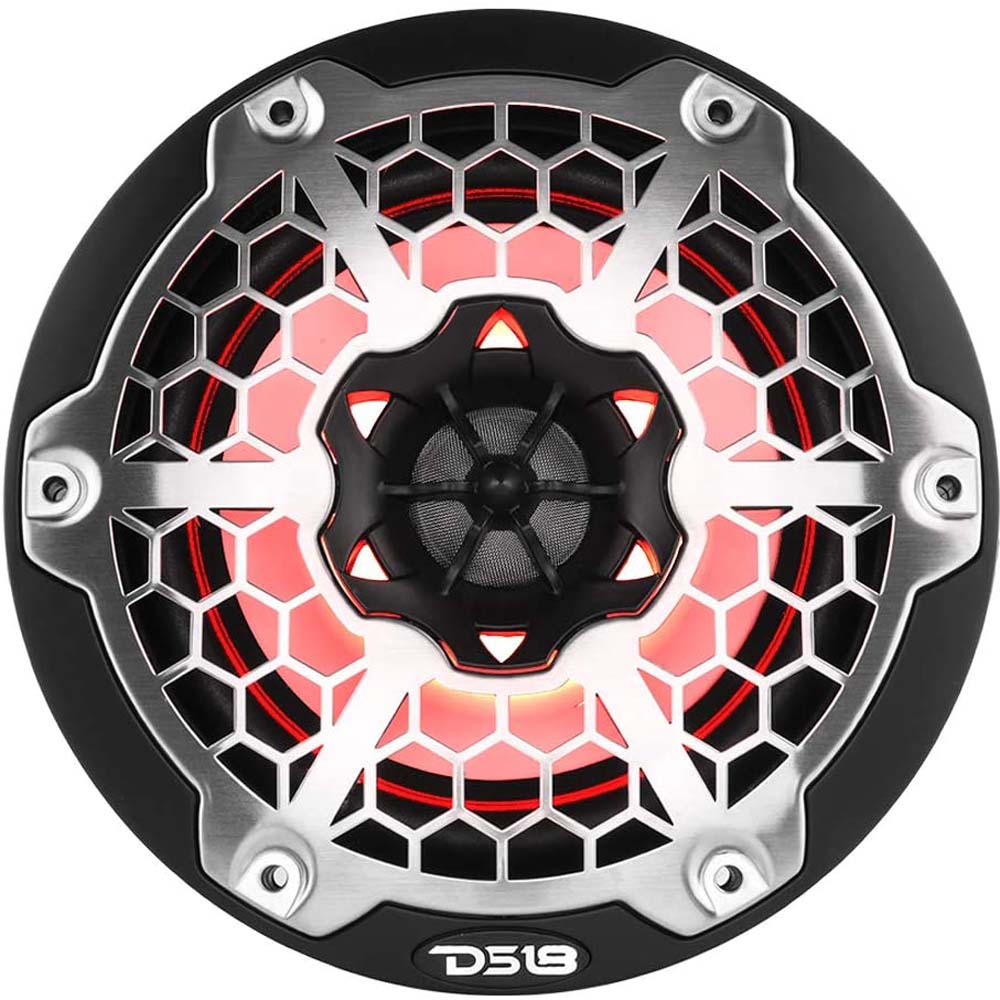 DS18 6.5" Marine Speakers Integrated RGB LED lights 300 Watts Black Hydro Series