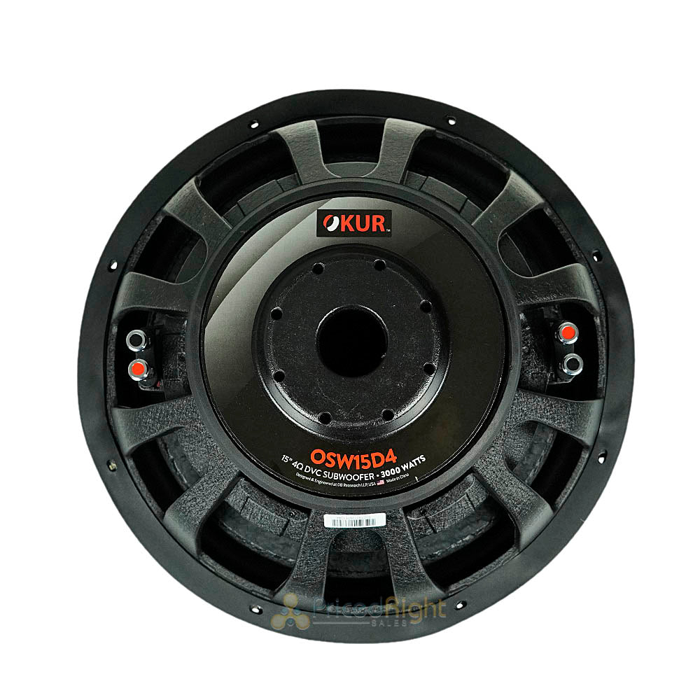 OKUR 15" Subwoofer 3000W Max Power 4 Ohm Double Stitched Foam Surround OSW15D4