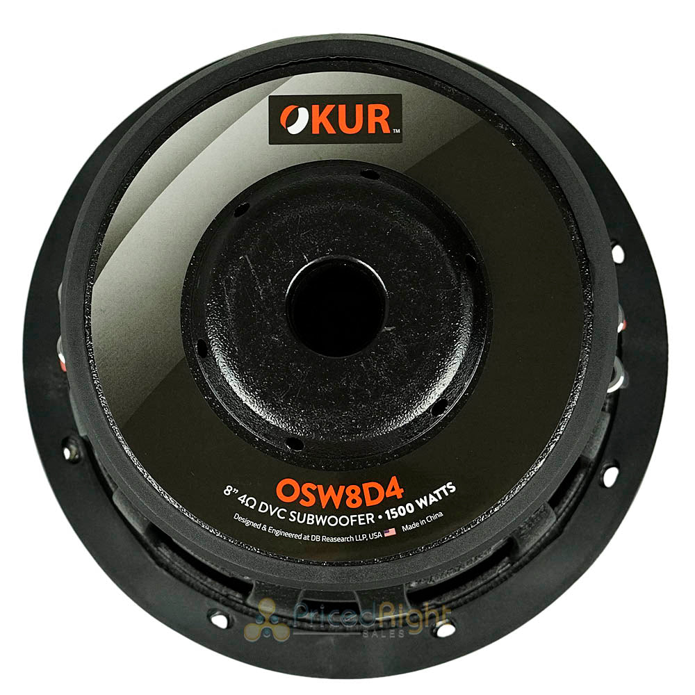 OKUR 8" Subwoofer 1500W Max Power 4 Ohm Double Stitched Foam Surround OSW8D4