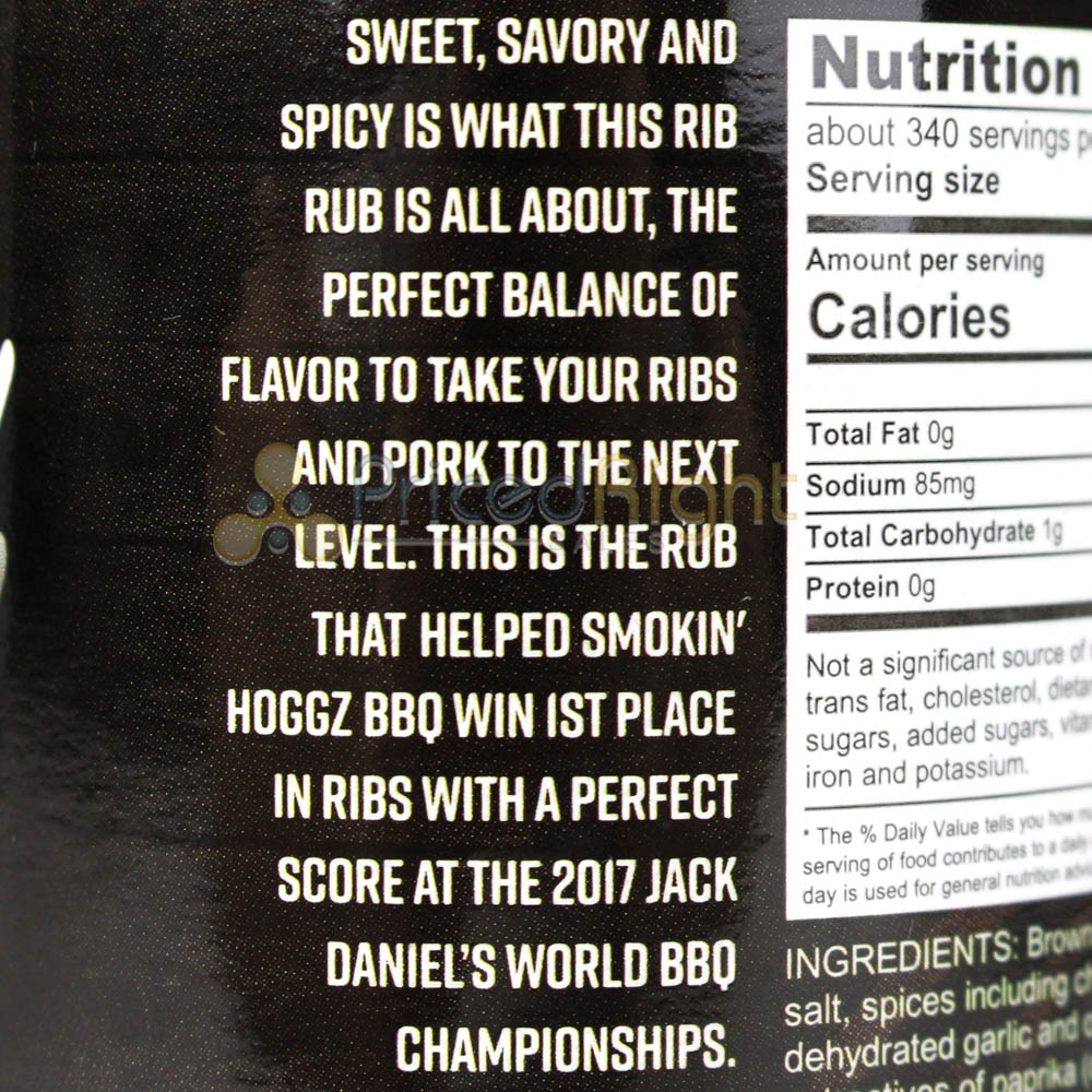 Smokin Hoggz BBQ Rib Rub Seasoning 12 Oz Award Winning Championship Recipe Blend