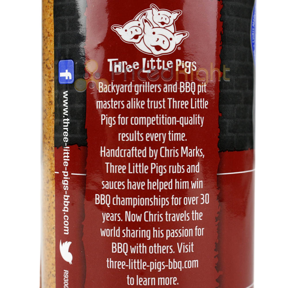 Three Little Pigs Touch of Cherry BBQ Rub 12.25 Oz Bottle Brown Sugar & Mesquite