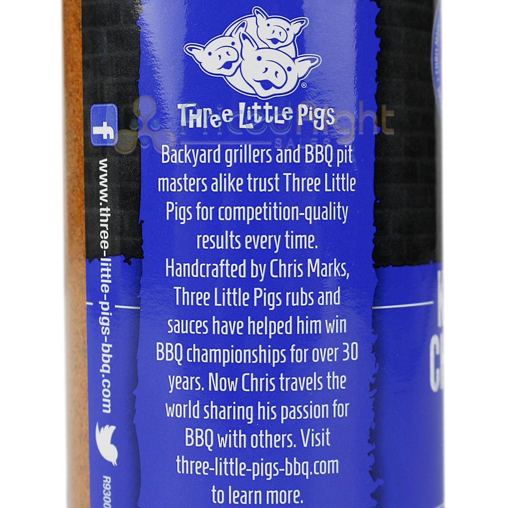 Three Little Pigs Kansas City Championship BBQ Rub 12.5 Oz Bottle Hickory Smoke