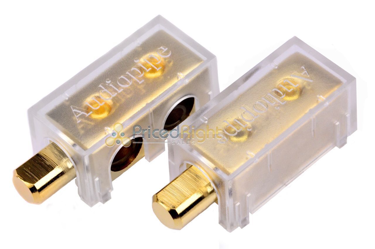 0 Gauge Amp Terminal Distribution Block Car Audio Dual Input Gold 2 Pack Pin